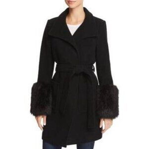NWT Joie Hesperina Faux Fur Cuff Wool Blend Coat Size S